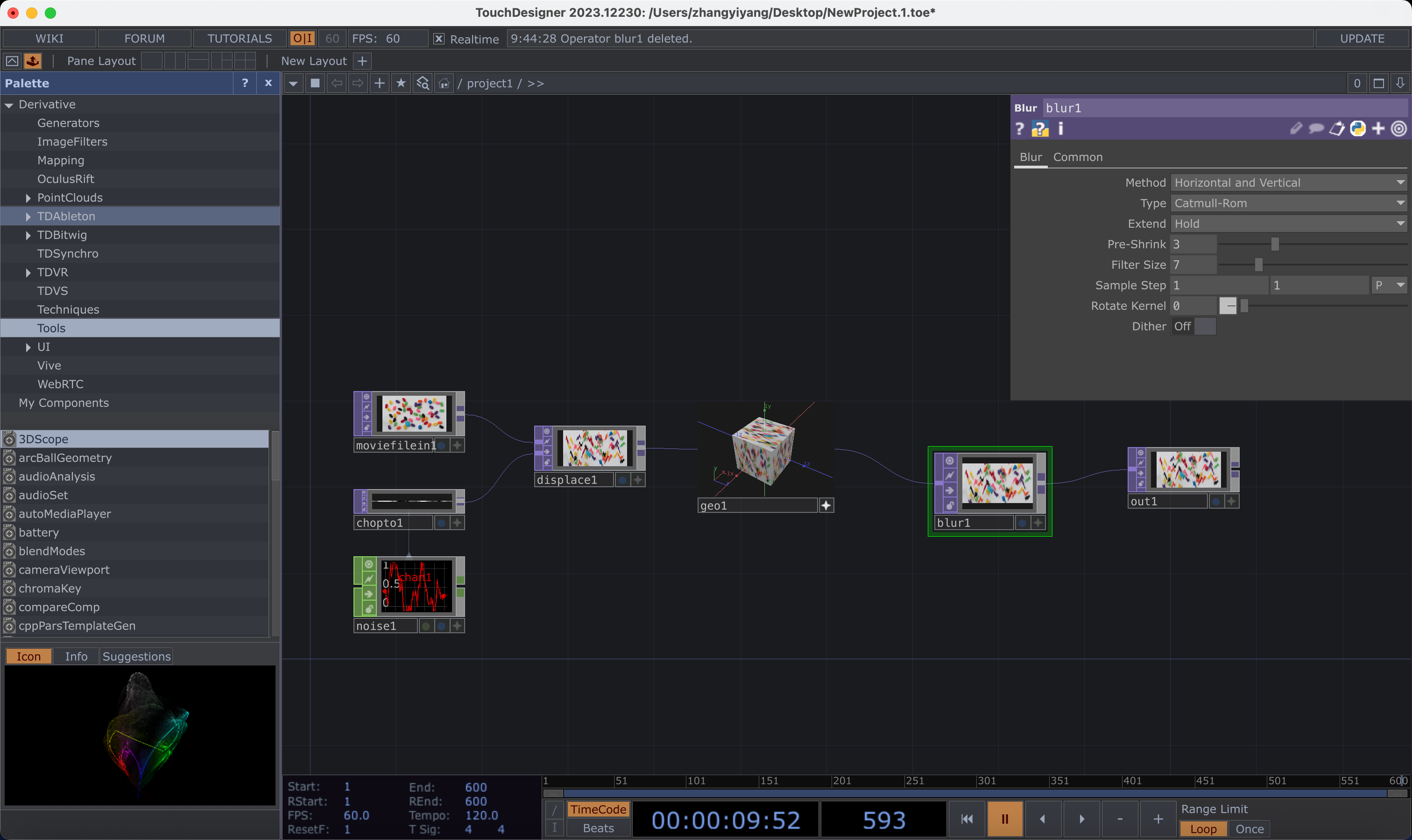TouchDesigner blank project, ready to connect Arduino serial data.